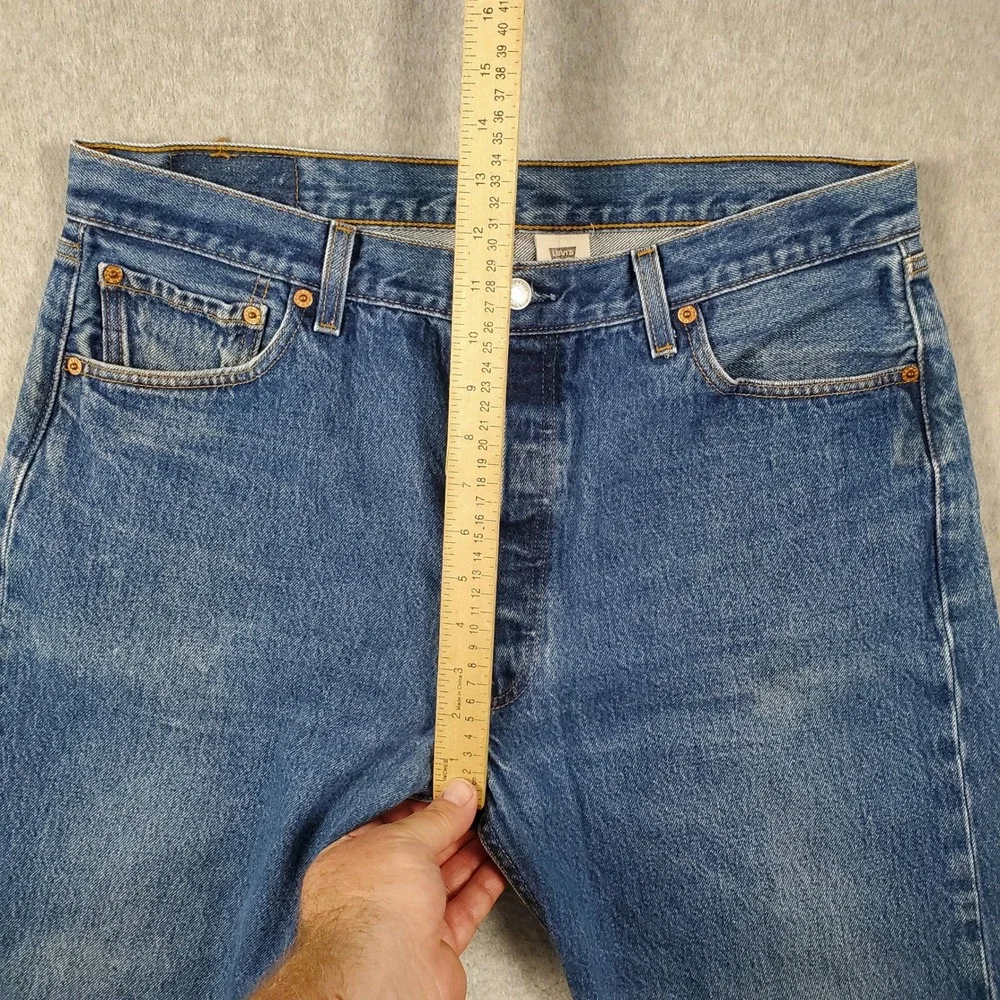 Vintage Levis 501 Jeans FITS 34X25 tag 38x34 Blue Denim Button Fly 90s *Hemmed